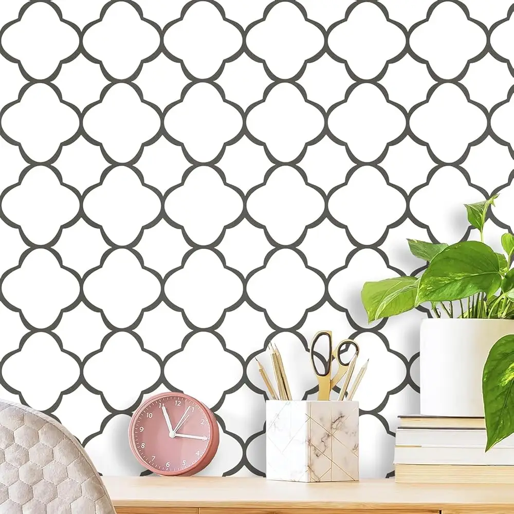 

Peel And Sti Wallpaper Modern White And Dark Grey Contact Paper Geometric Trellis Removable Self Adhesive Wall Paper For