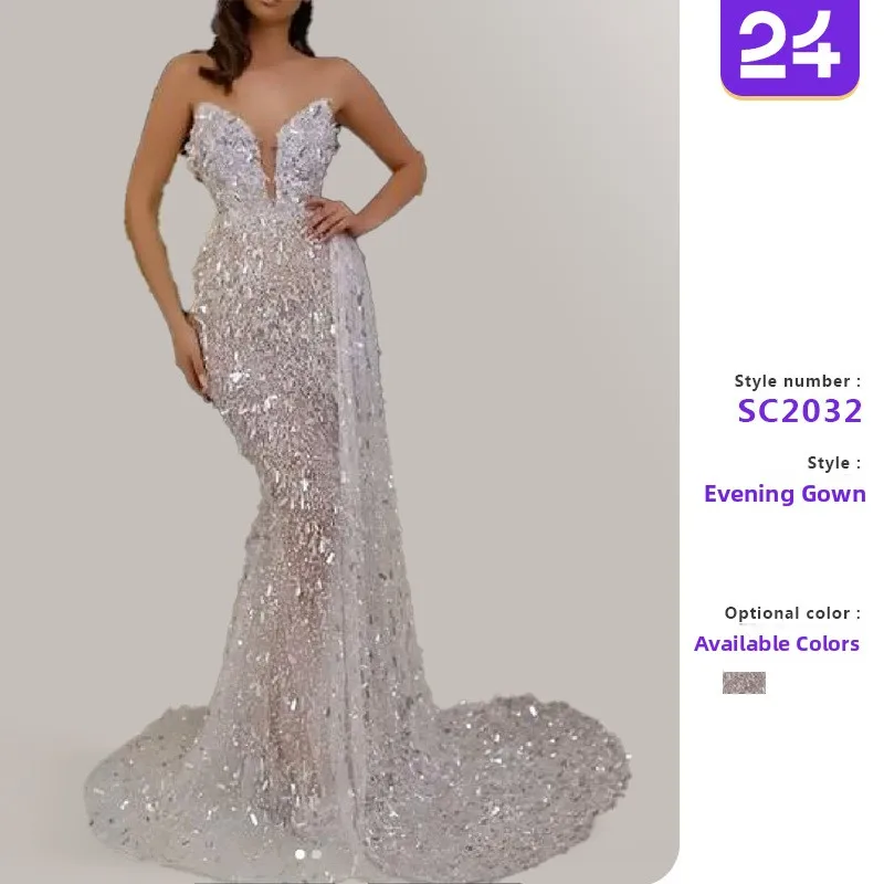 

Sexy Silver Heat Dr V-ne Strapl Long Evening Gown Faionable Mid-waist Polyester No-oulder Summer 2025