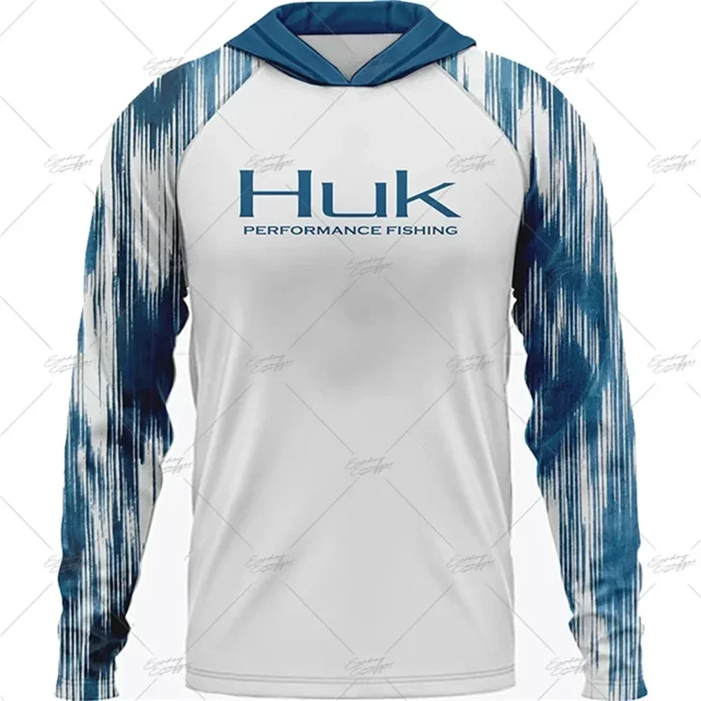 Huk-釣り用長袖パーカー、屋外釣りアパレル、釣りアパレル、日焼け止めTシャツ、速乾性フード付き釣り服、夏