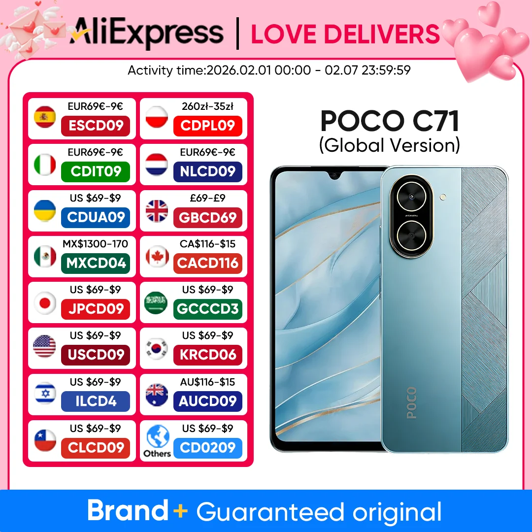 

POCO C71 Global Version Smartphone UNISOC T7250 6.88" 120Hz Display 32MP AI Dual Camera 5200mAh Battery 15W Fast Charging