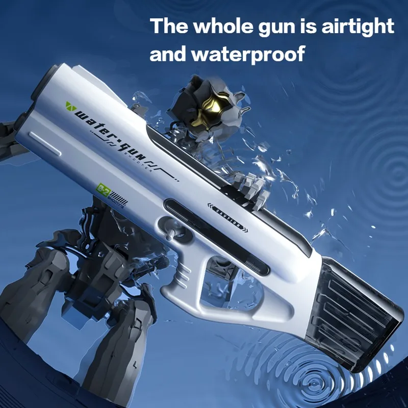Pistola ad acqua automatica con aspirazione ad acqua; giocattolo elettrico con pistola ad acqua di grande capacità; regalo per bambini.
