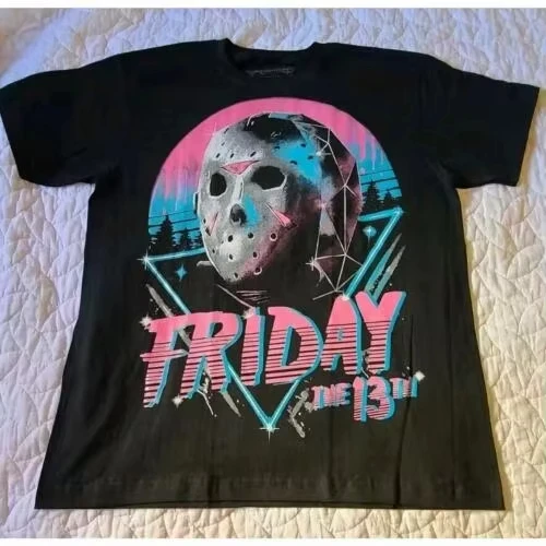 Y2K moda Casual diseño de logotipo de doble cara viernes ahogado Jason Voorhees camiseta de terror de doble cara camiseta de manga corta