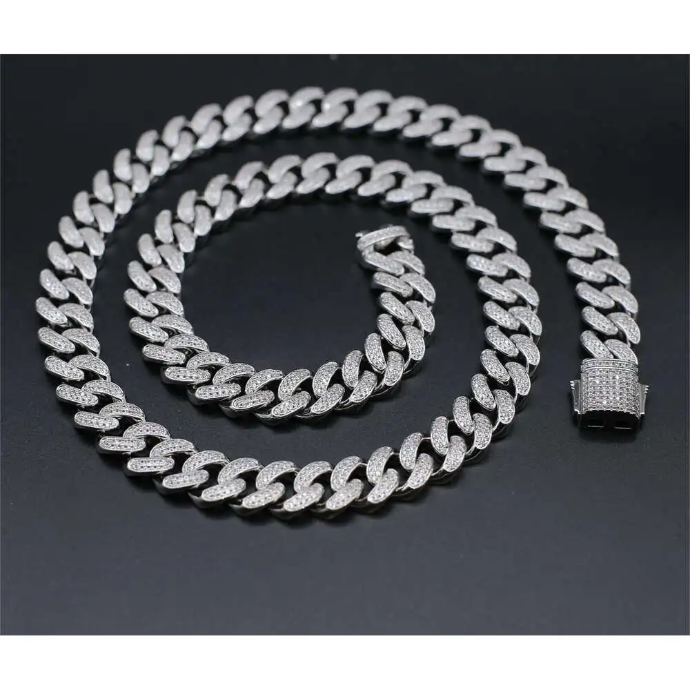 

Factory Custom Hip Hop Thick 19mm 20mm 22mm Vvs Moissanite Diamond Cuban Link Chain Oem 925 Silver Iced Out Cuban Chain Bracelet