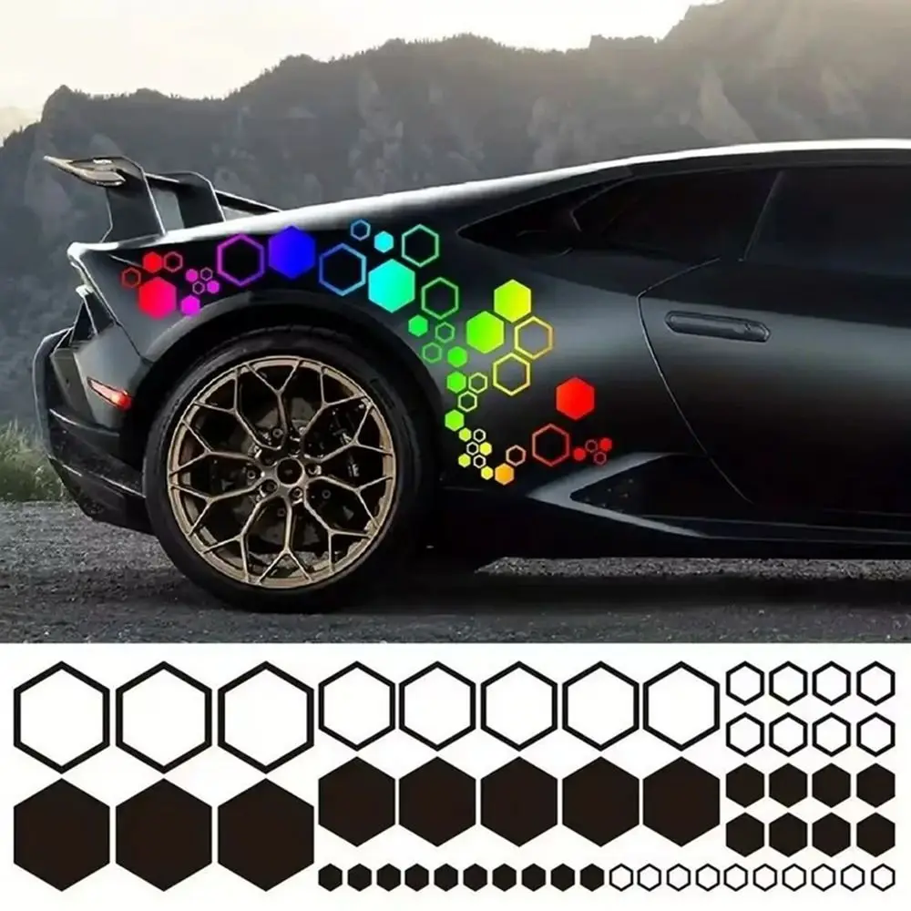 Waterproof Car Modification Car Decals Trims DIY Universal Vinyl Hexagon Honeycomb Decals Auto Body Tuning Stickers