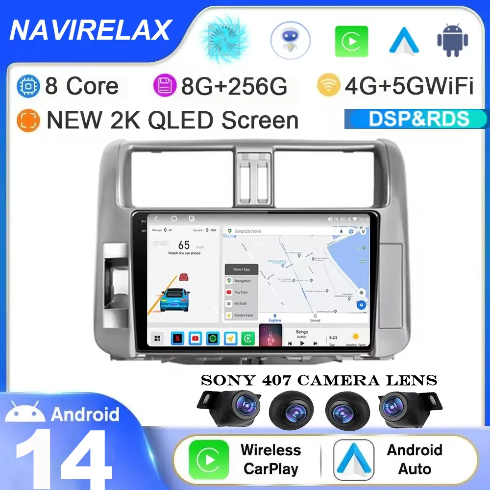 

Android 14 для Toyota Land Cruiser Prado 150 2009 - 2013 автомобильное радио мультимедийный видеоплеер Навигация стерео GPS QLED WIFI + 4G BT