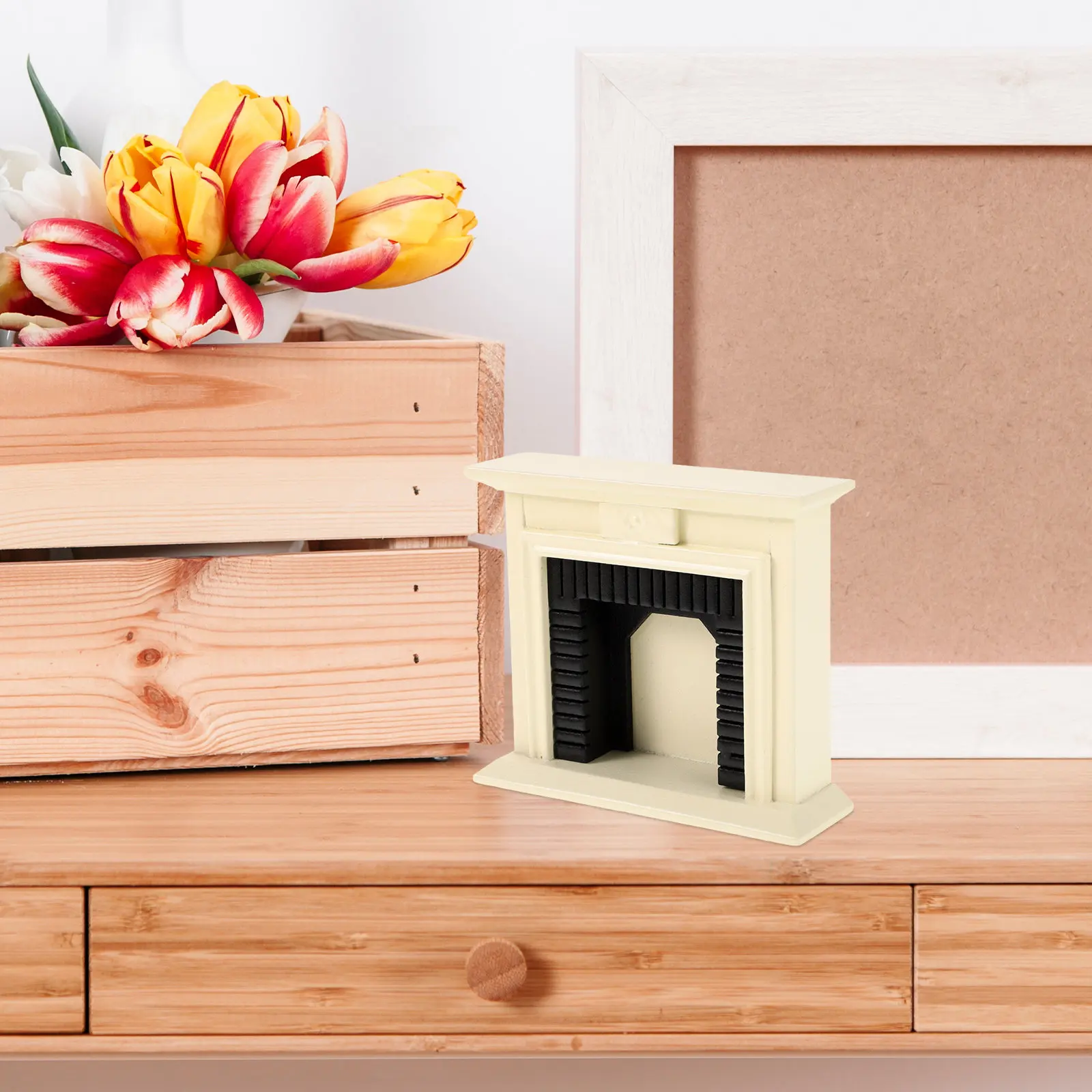 

Wooden Miniature Fireplace for Dollhouse 1:12 Scale Detailed Decorative Cabinet Ideal for Cozy Mini House Interior DIY Scenes