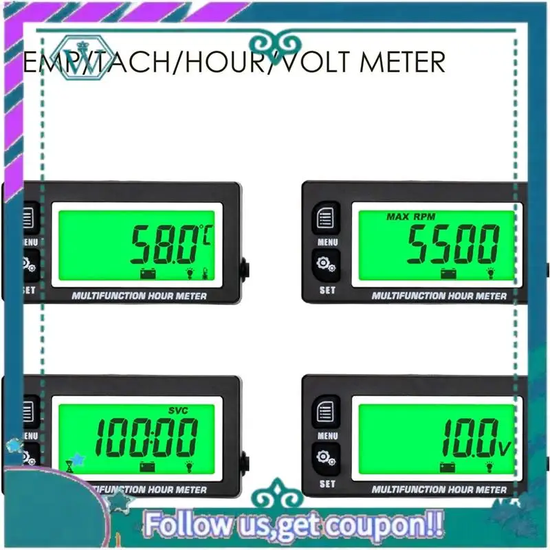 

AA92-LCD Digital Hourmeter Engine Thermometer Replaceable Clock For Motorcycle ATV Marine Boat Gasoline Engines