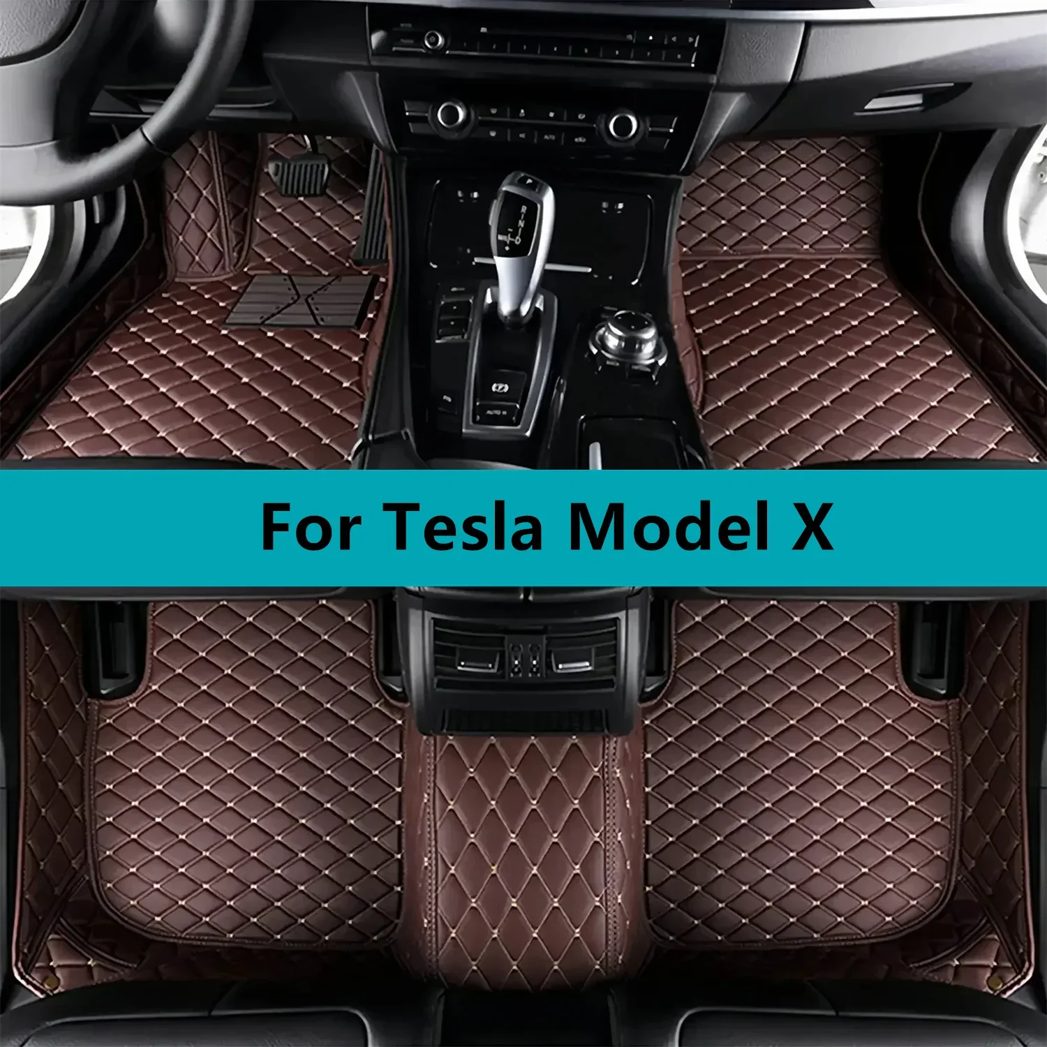

Full Set Car Floor Mats for Tesla Model X 2018 2019 2020 7 Seat Leather Floor Mats for Cars Mats Carpets