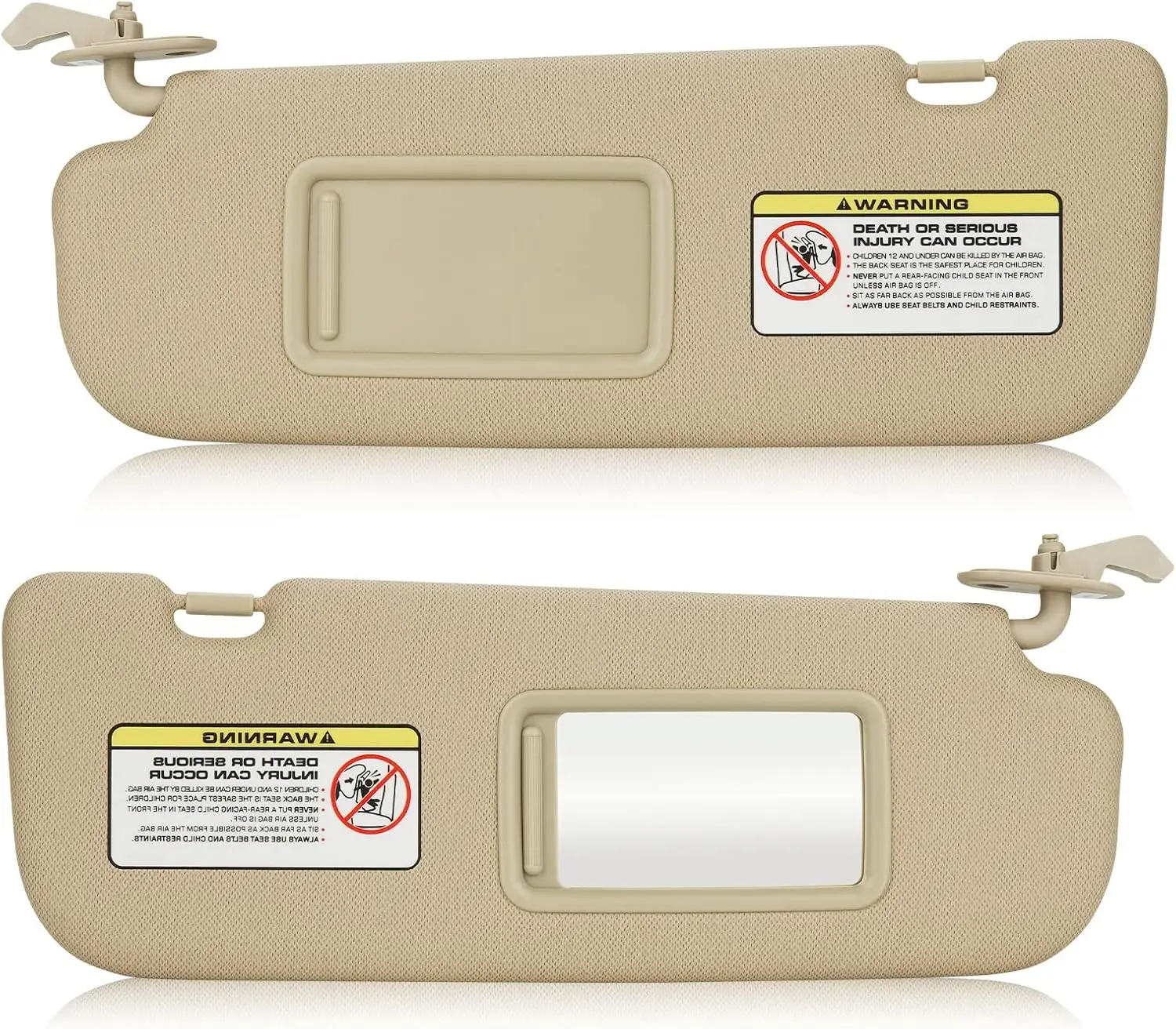 

Universal Beige Sun Visor Set for 2011-2015 Sedans, Left & Right Driver Passenger Side Replacement