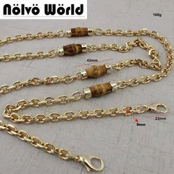 1 piece 100-140cm customized 9mm wide curb long chain with 4pcs natural bamboo buckets ornament for women bags purse repair