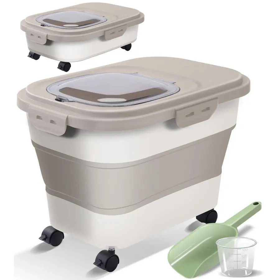 

Dog Food Storage Container, Airtight 30 35 Lbs Rice Cereal Flour Sugar Kitchen Accessories Bin Bucket, 20 25 Lbs Dog Cat Pet Hol