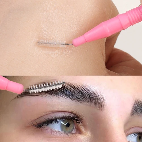 Imagen 2 del producto 50 Uds Mini cepillos para cejas cepillo para permanente de cejas cepillos de levantamiento de cejas desechables microcepillos para pestañas flexibles aplicadores herramientas de maquillaje