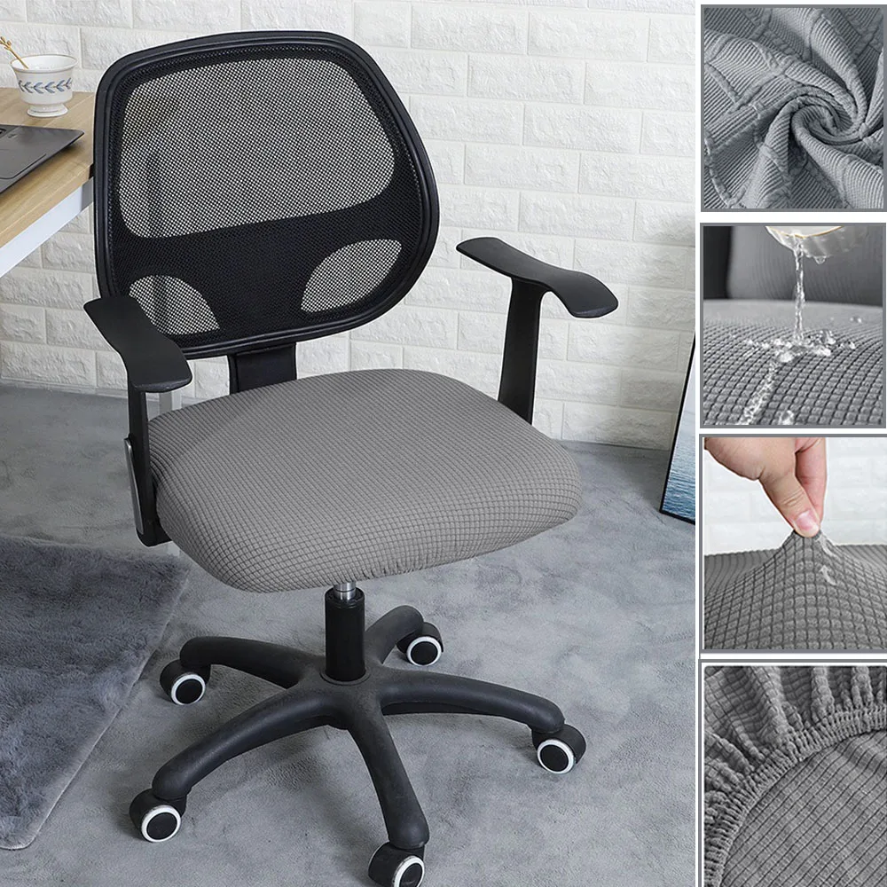 

Soft Solid Color Elastic Jacquard Chair Cover Office Seat Cover Washable Slipcover 35-53cm Removable Chair Cover Dining Chairs