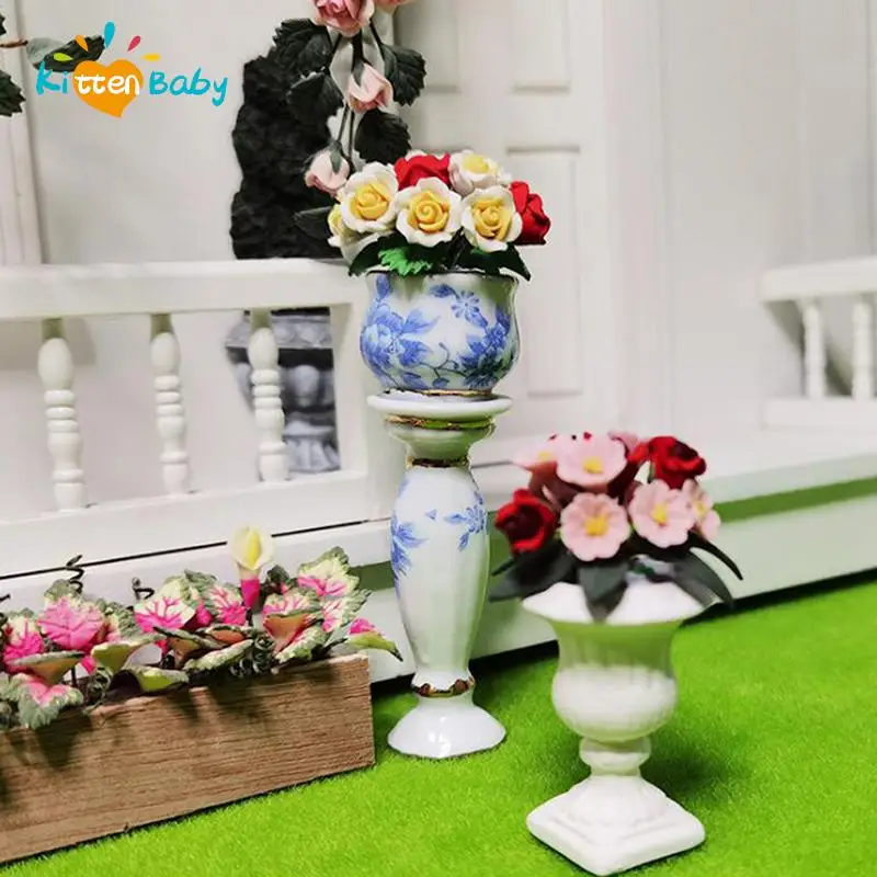 

Ceramics Flower Pots For Doll House Garden Decoration Miniature Furniture Flowerpot Model 1:12 Diy Dollhouse Accessories