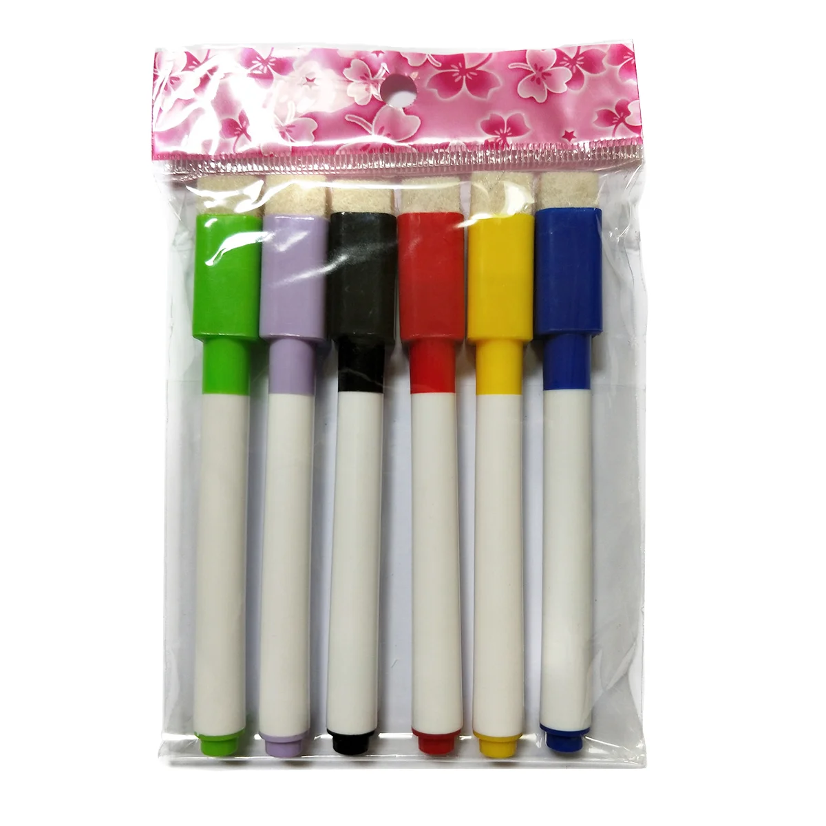 

6 Pcs Highlighter Expo Black Dry Erase Markers Wipes Erasers Board Erasable White Whiteboard Chalk