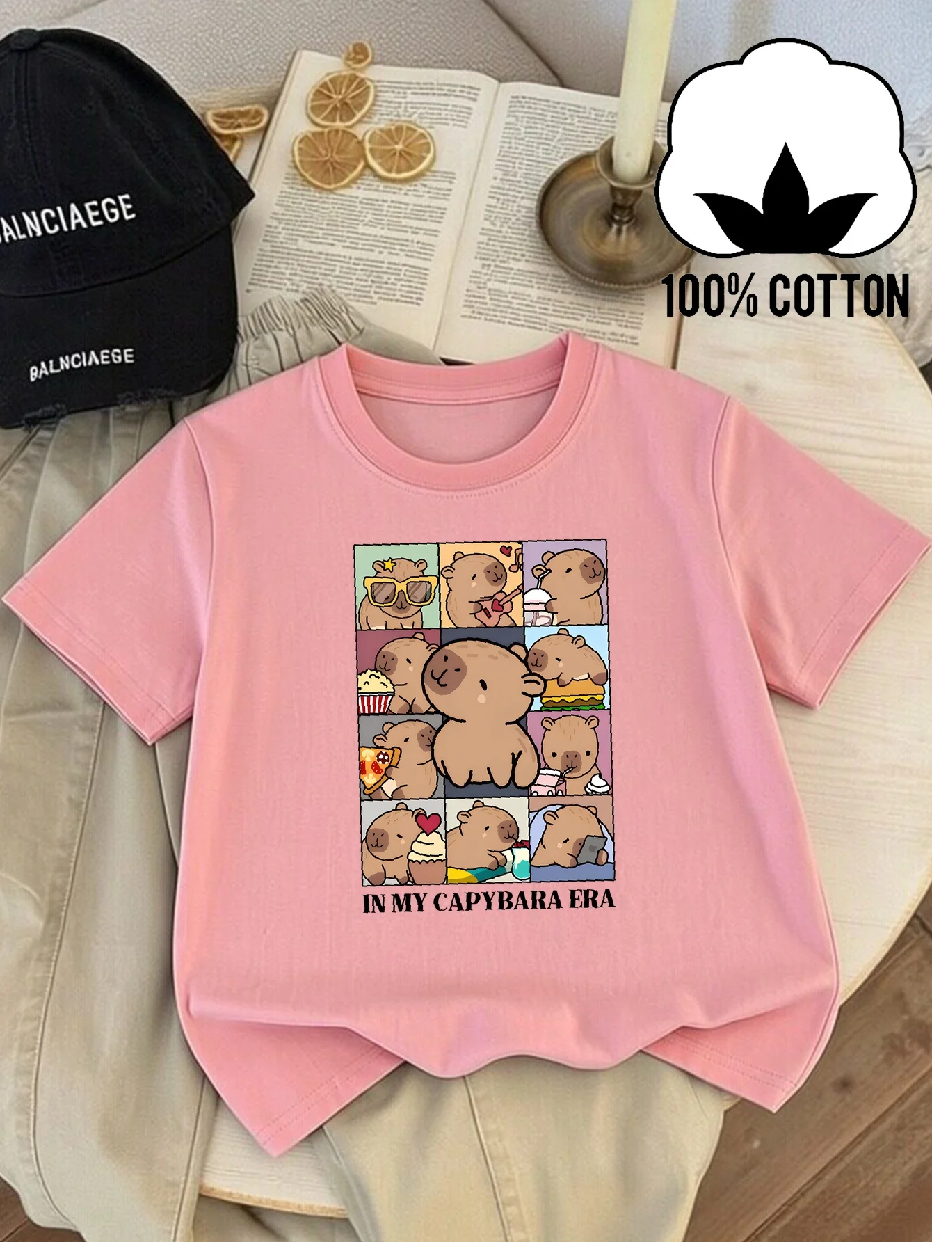 Children's Dolphin Fun Time Pattern Printed Design Summer Street Round Neck Short T-shirt Casual Comfortable Parent Child Wear