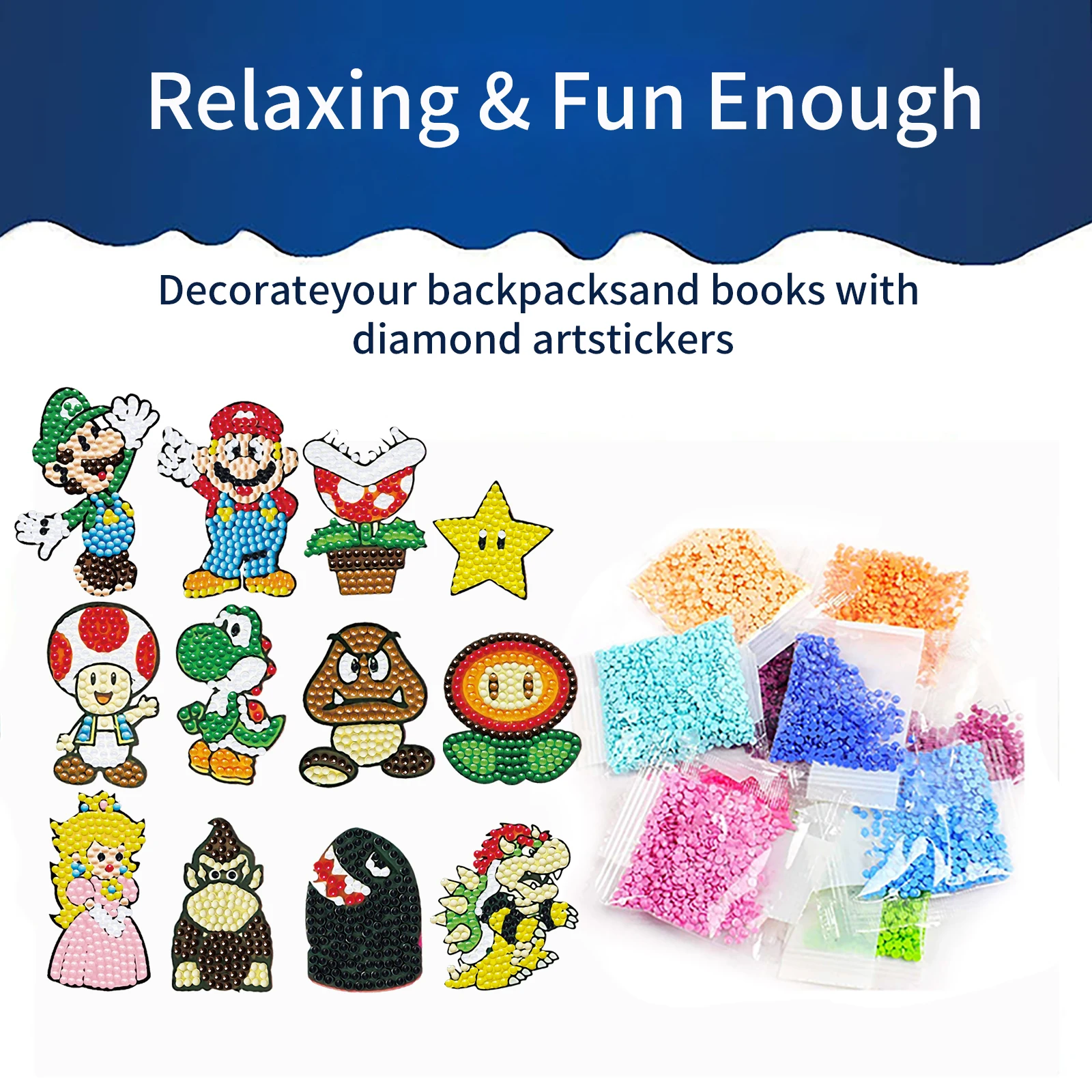 Diamond Painting DIY Mario Sticker Creativity Handmade Make 3D Children Diamond Painting Material Conducive to Concentration view 4