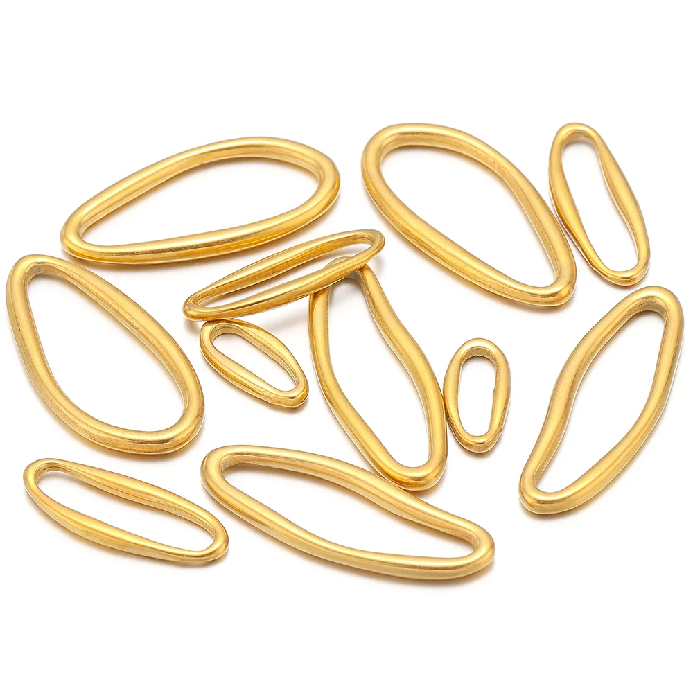 5pcs Fashion Stainless Steel Irregular Oval Charms for Necklace Connectors Earrings Making DIY Jewelry Accessories Supplies