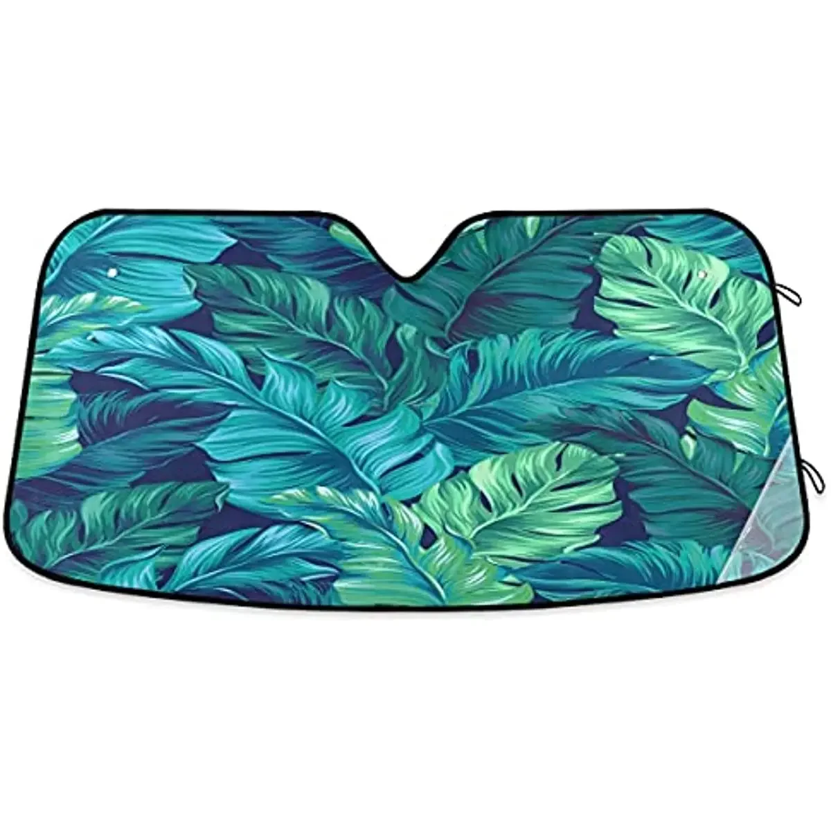 senya Car Windshield Sunshade Turquoise Tropical Leaves Pattern, Blocks Sun Visor Protector Foldable Sun Shield Keep Your Vehicl