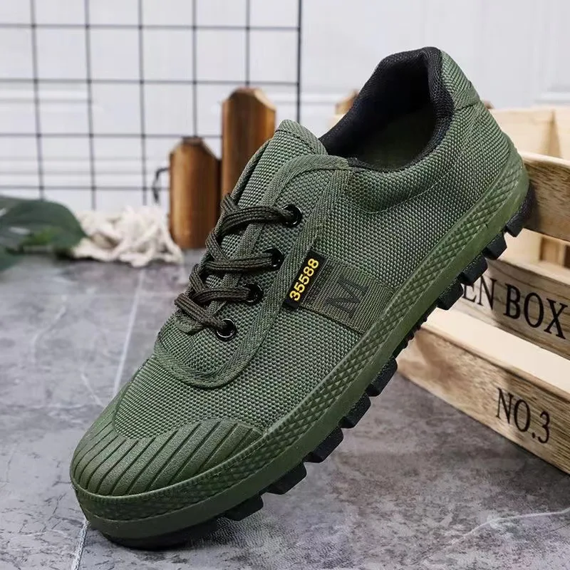 

Men's Work Shoes Outdoor Canvas Shoes Non Slip Wear-resistant Male Sneakers Lace-up Climbing Shoes Low Top Men Vulcanized Shoe