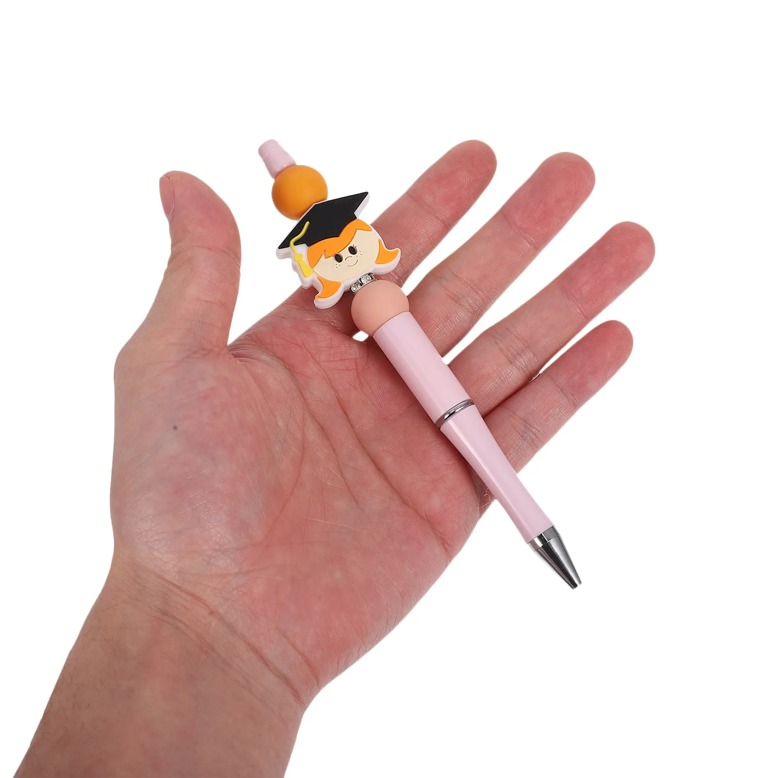 

Graduation Beaded Ballpoint Pen Elegant Cap Design Smooth Writing Comfortable ABS Silicone Grip for Students Teachers Graduates
