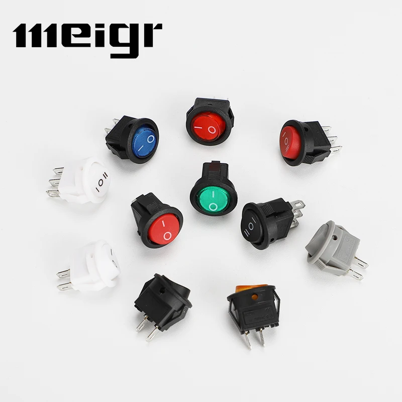 5 PCS KCD1 16.5mm 3A/250VAC Round Boat Rocker Switch On-Off Snap SPST 2Pin 3Pin Power  Switch Push Button Switch