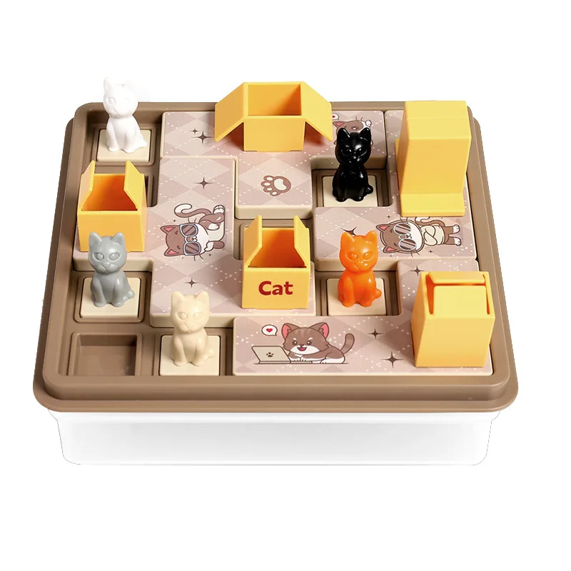 Rompecabezas de gato oculto, juego de mesa de desafío, caja Express de gato, desafío, planificación espacial para niños, entrenamiento de pensamiento lógico, juguete de escritorio