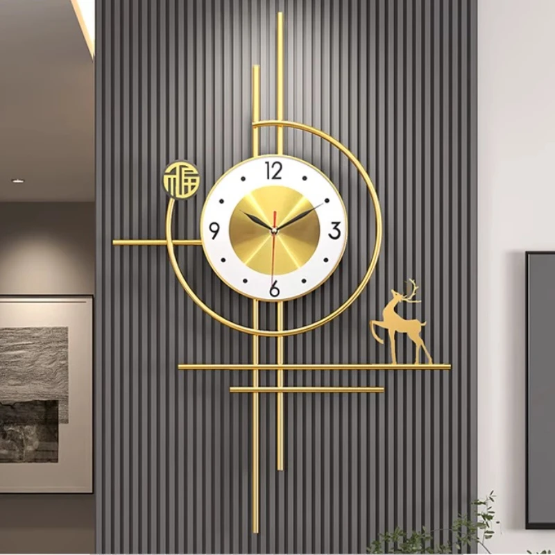 

Modern Luxury Living Room Clock Background Wall Decoration Painting Digital Wall Clock Fulu Design Hanging Painting Wall Watch