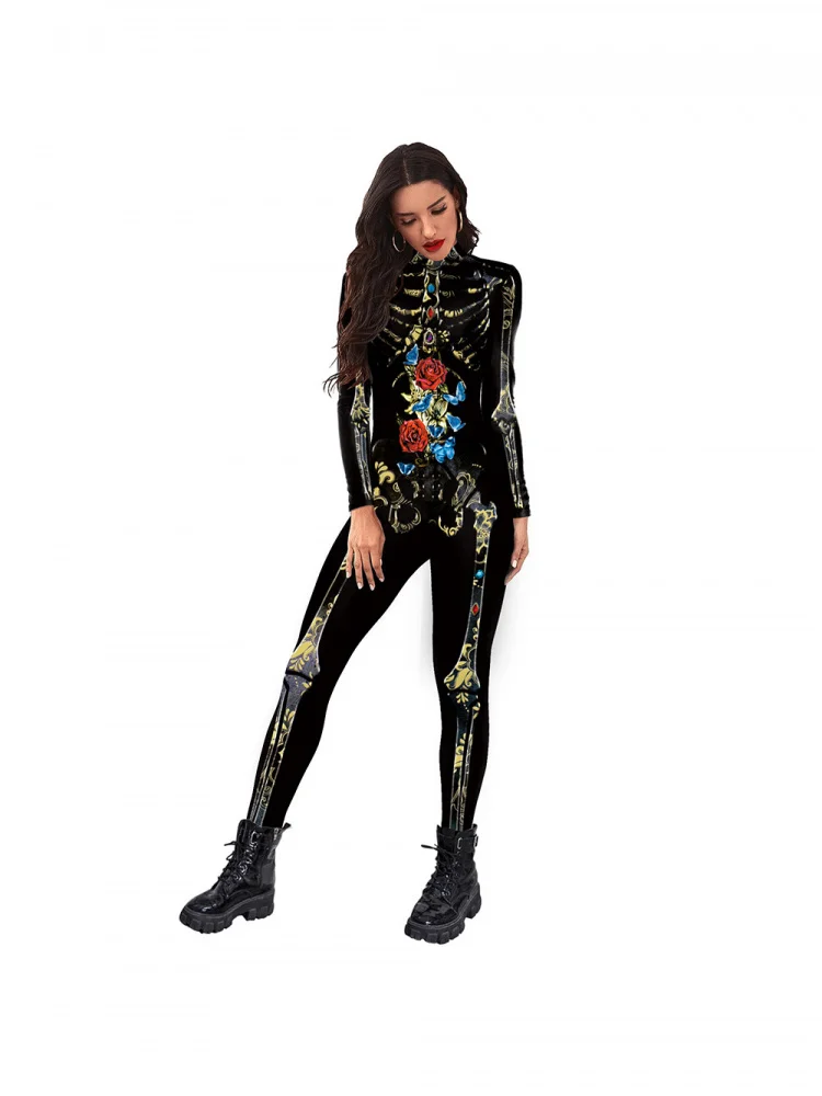 مثير 3D الطباعة الرقمية loween نيسيي طويل Sve ضيق فام Pantsuit منخفضة الخصر طويل الساق ألياف البوليستر دعوى للنساء