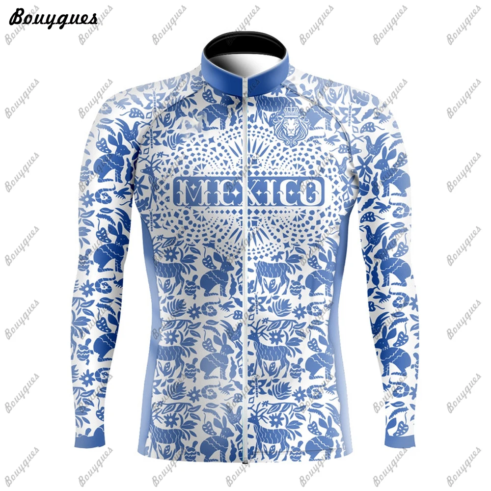 NEW Mexico Team Pro Cycling Jersey Set Long Sleeve Mountain Bike Cycling Clothing Breathable MTB Bicycle Clothes Wear for Mans