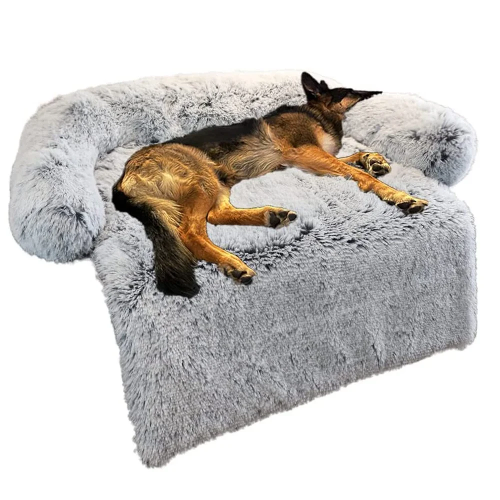 Calming Dog Bed Plush Dog Mat for Furniture Protector with Removable Washable Cover for Dogs -L