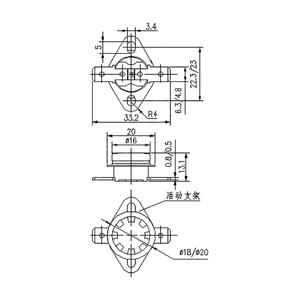 مفتاح حراري ثنائي المعدن KSD301 قابل للتعديل 0 ° ج-200 ° وحدة التحكم في درجة الحرارة C مع 45 ° ج -195 ° C خيارات محددة مسبقًا 45C 60C 70C 85C 95C