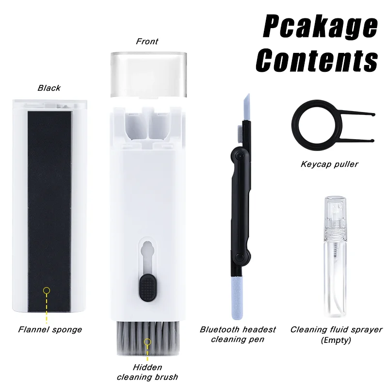 ชุดแปรงทำความสะอาดคีย์บอร์ดคอมพิวเตอร์7-in-1ชุดทำความสะอาดอิเล็กทรอนิกส์ชุดทำความสะอาดหูฟังปากกาทำความสะอาดกล้องแล็ปท็อปอุปกรณ์ทำความสะอาดหน้าจอ keycap PULLER