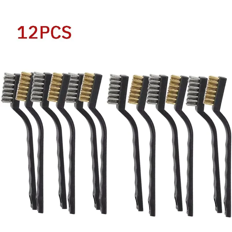 6 Or12 Pcs Industrial Toothbrush Mini Copper Steel Wire Brush Stainless Steel Wire Brush Dirt Hard Cleaning Toothbrush