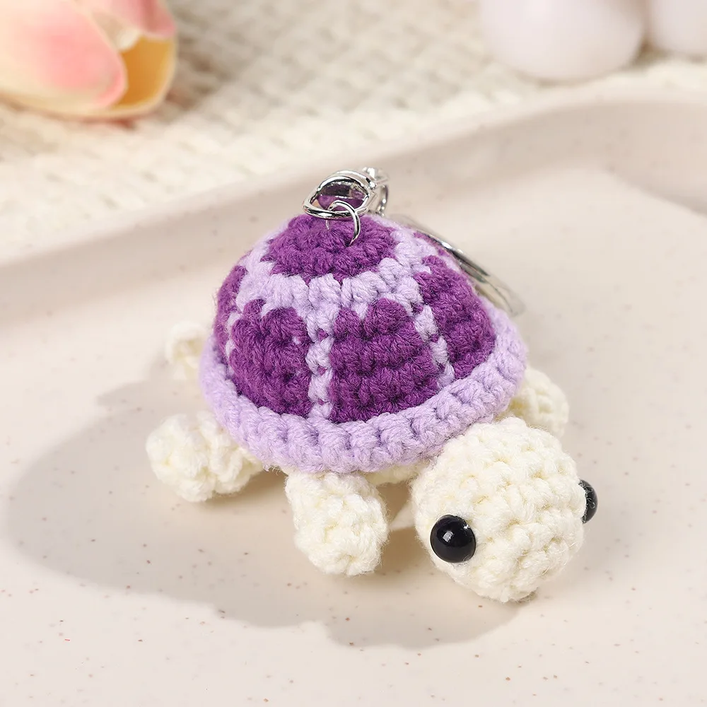 New Little Turtle Keychain Handmade Wool Crochet Backpack Hanging Pendant Lovely Knitted Sea Turtle Key Chain Home Room Decor