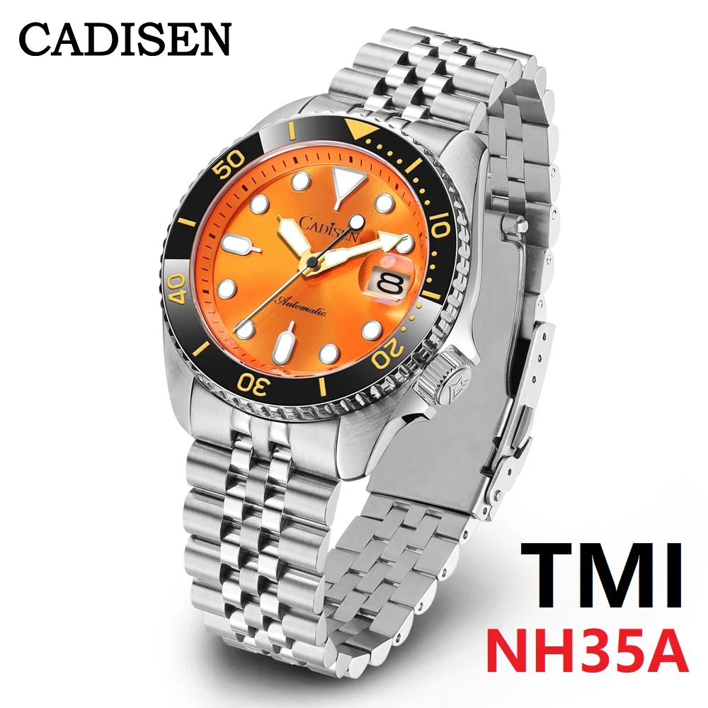 

CADISEN новые светящиеся мужские механические наручные часы керамический безель сапфировое стекло нейлоновый ремешок 200 м водонепроницаемые автоматические часы мужские