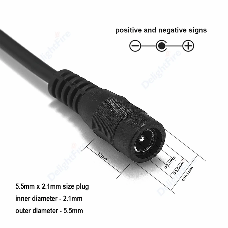 5.5mm 2.1mm DC Extension Cord 22 Gauge Wire 1/2/3/5/10m Male To Female Power Cable For CCTV Security Cameras LED Strip Lights