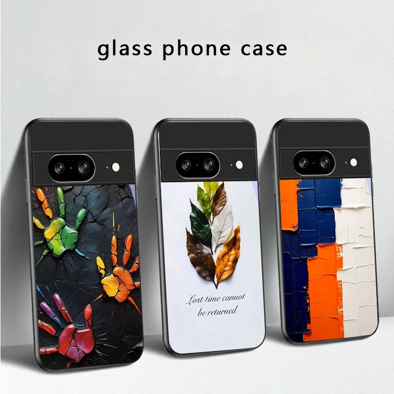 Animal Footprint Stone For Google Pixel 8 7 9 10 Pixel 10 Pro XL Pixel 9 Pro XL Pixel 8a 7a Pixel 7 Pro Black Glass Phone Case view 2
