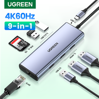 UGREEN USB HUB C Dual 4K 60Hz USB C to HDMI 2.0 RJ45 USB PD Adapter for Macbook Air M1 Pro iPad Pro Accessories USB C Splitter