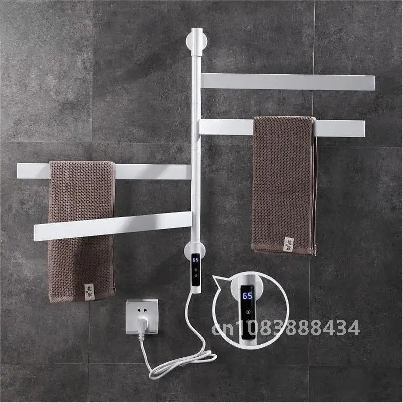 220V Bathroom  Electric Towel Rack Rotatable Digital Display Function Towel Drying Rack Timing Temperature Control