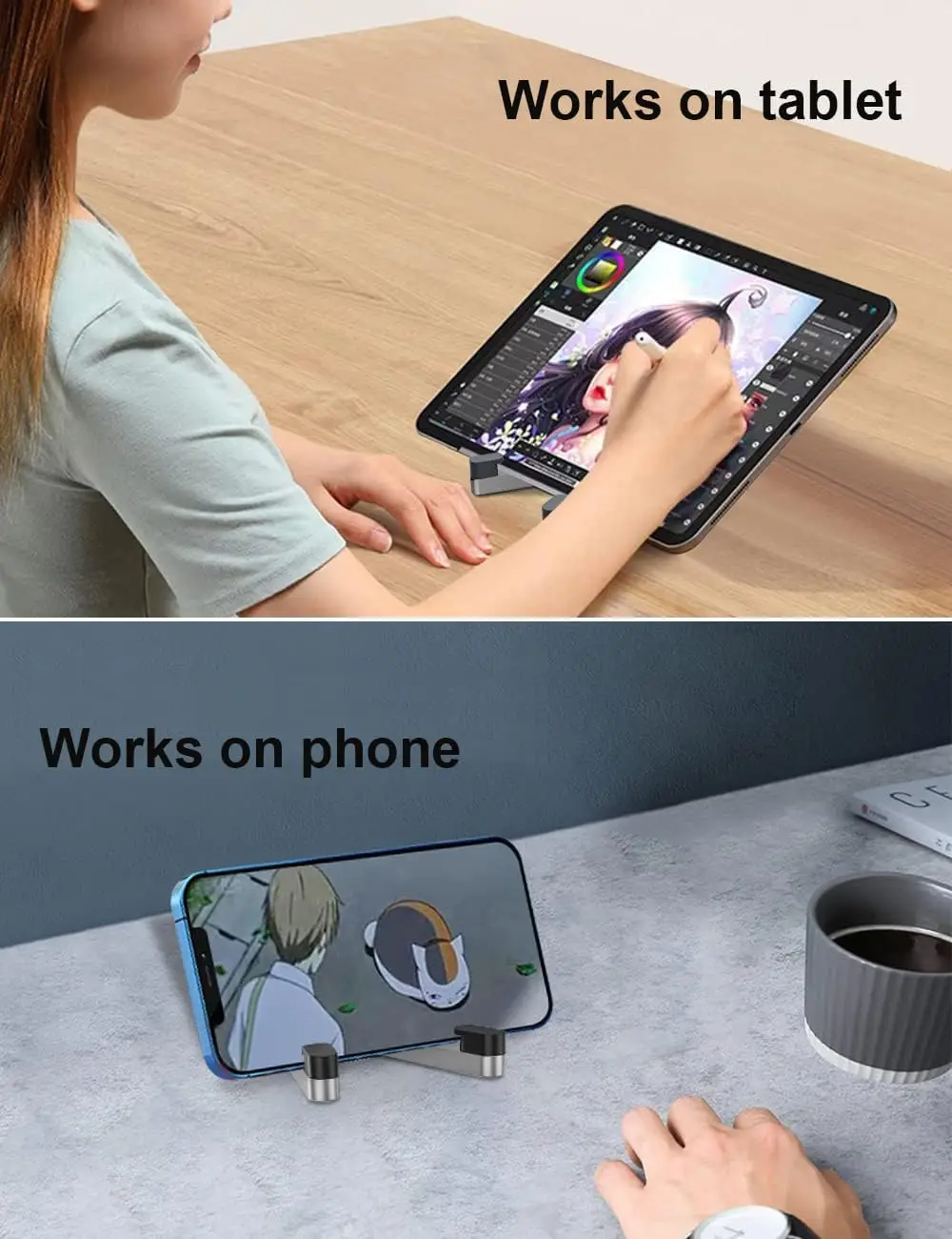 Foldable Aluminum Cell Phone Stand - Portable Desktop Holder for IPhone/Smartphones, for Desk/Travel view 3