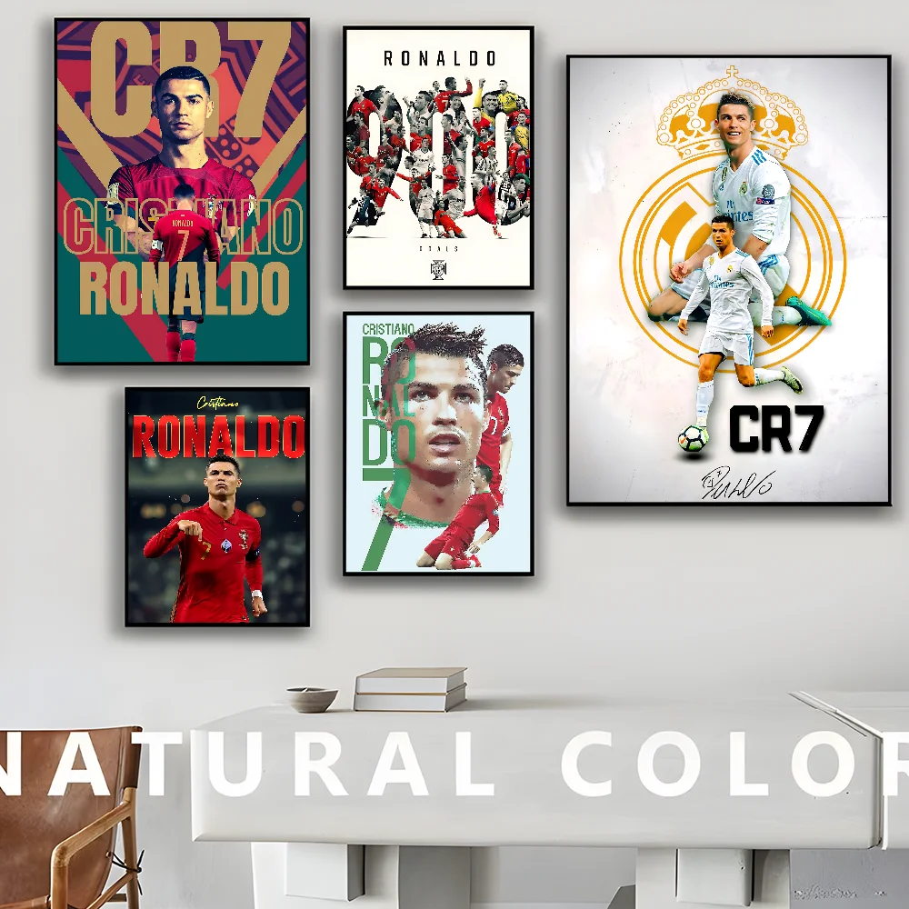 C-Cristiano R-Ronaldo CR7 Whitepaper Poster Waterproof Paper Sticker Coffee House Bar Aesthetic Art Wall Painting