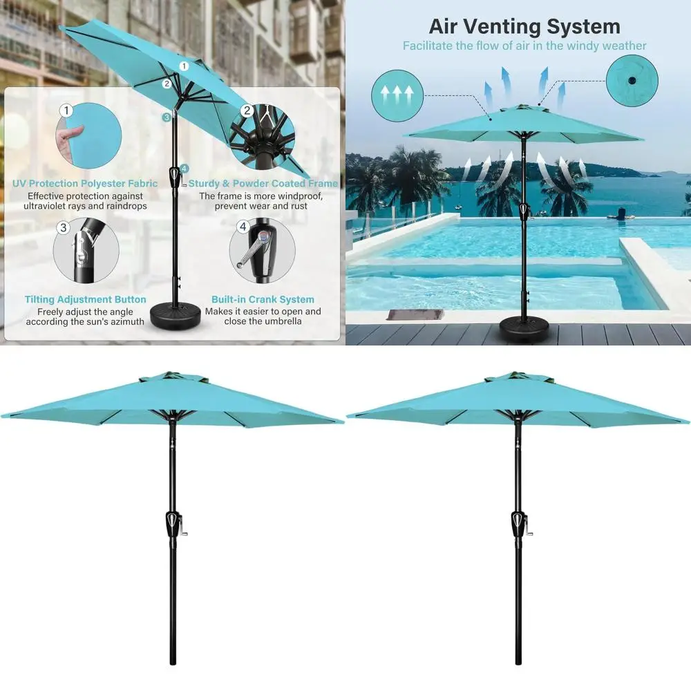 

Уличный зонт для патио с кнопочным механизмом наклона и ручкой для использования на рынке или во дворе