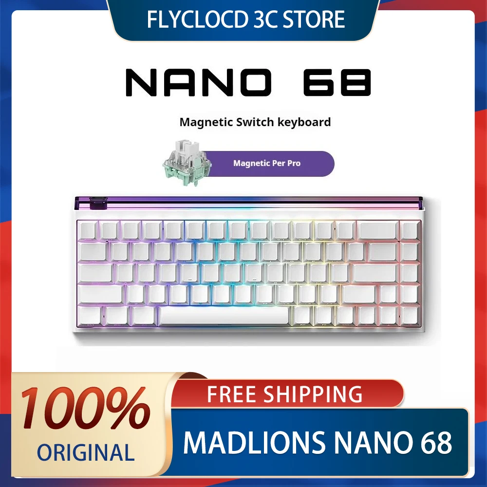 FGG Madlions NANO 68 Pro Mechanical Keyboard Magnetic Jade Esports Pro Switch 8k Return Rate Low Latency Custom Gaming Keyboar