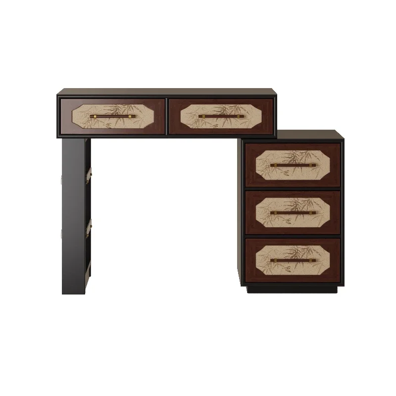 

Solid wood retro bamboo printing dresser designer home bedroom bedside dressing table storage integrated cabinet