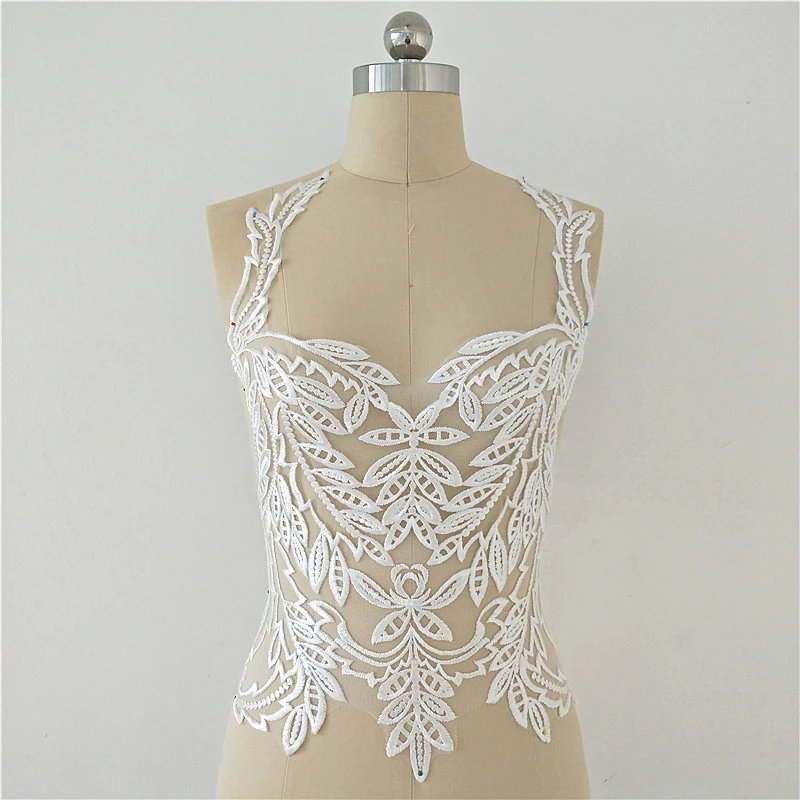 Embroidery Lace Patches Chest DIY Wedding Dress Sewing Accessory Patches For Clothing 1pc