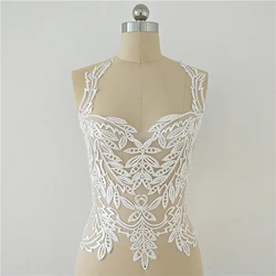 Embroidery Lace Patches Chest DIY Wedding Dress Sewing Accessory Patches For Clothing 1pc