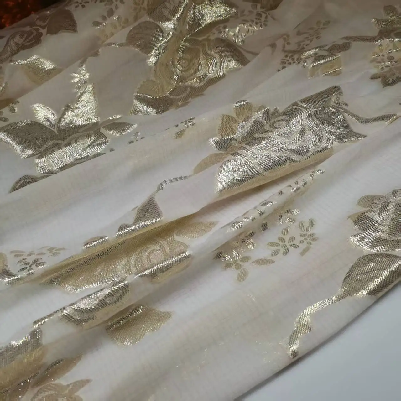 Metal Brocade Nylon Jacquard with Metallic Lurex Shirt Skirt Saree Dress DIY Craft Tissue