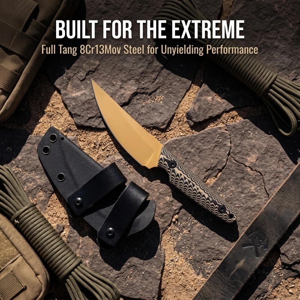 New Jungle Fixed-Blade Knife with High-Hardness 8Cr13MoV Blade—Survival, Daily Carry, Adventure, Rescue, Camping Outdoor Knife