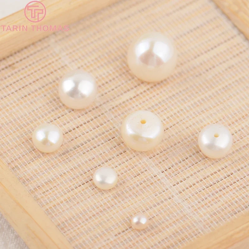 (3499) 6PCS 3MM 4MM 5MM 6MM 7MM 8MM 9MM Natural Pearls with Half Hole Beads High Quality Jewelry Findings